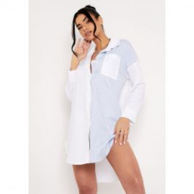 Aubrie Blue Oversized Colourblock Shirt