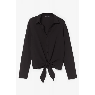 Womens No Ties Button-Down Shirt - Black - XS, Black