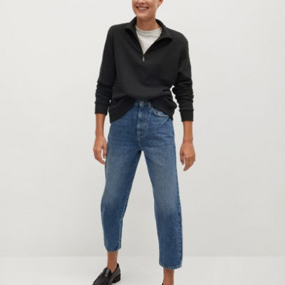 MANGO - High waist Balloon Jeans dark blue - 1 - Women