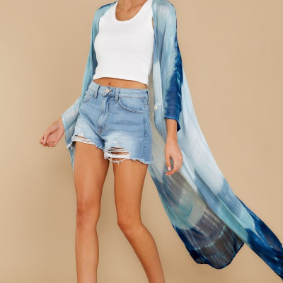 See The Good Blue Multi Tie Dye Kimono