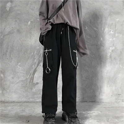 Porstina Drawstring Hem Side Pocket Cargo Pants / Chain | YesStyle