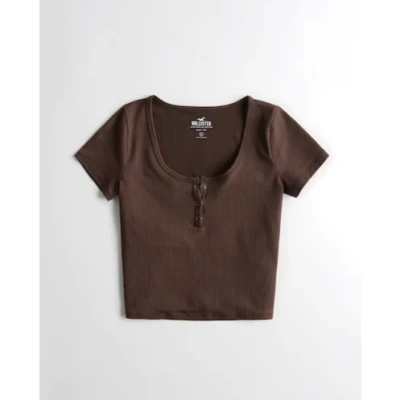 SEAMLESS RIB FABRIC HENLEY T-SHIRT