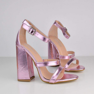 Eirene - Block Heel Multi Strap Sandals In Pink