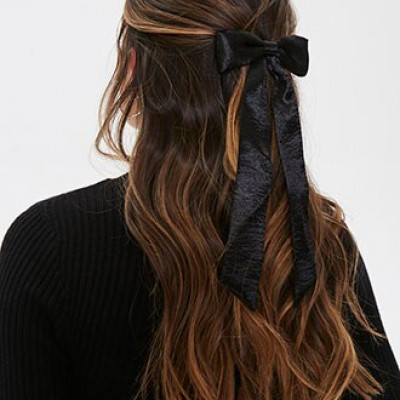 Forever 21 Satin Bow Hair Clip , Black