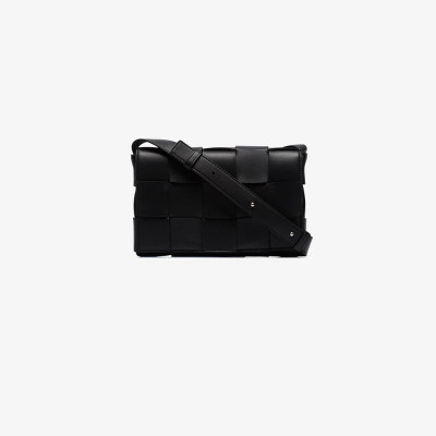 Bottega Veneta Womens Black Cassette Intreccio Shoulder Bag