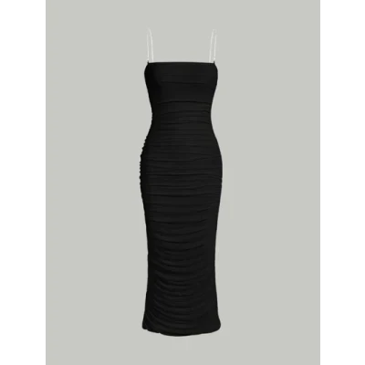 SHEIN MOD Chain Detail Ruched Cami Dress