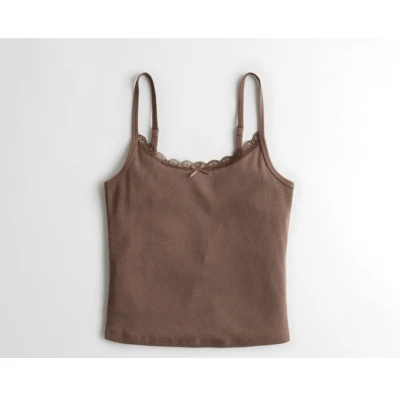 Lace Trim Ribbed Cami