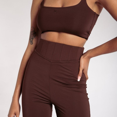 Kaiya Thin Strap Scoop Neck Crop Top - Chocolate