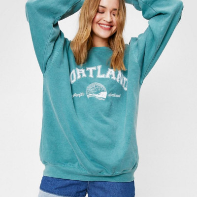 Portland Washed Oversized Graphic Sweatshirt | Nasty Gal