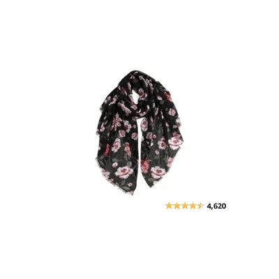 GERINLY Lightweight Scarves Fashion Flowers Print Women Cotton Wrap Scarf Head Shawl Spring Gift