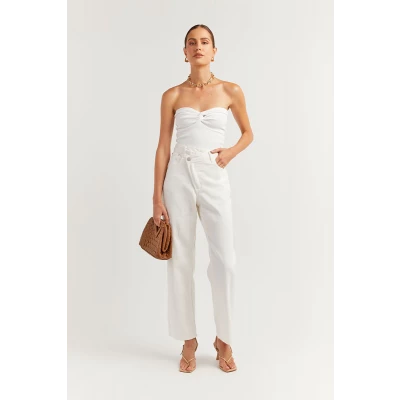 Anika Twisted Off White Knit Top
