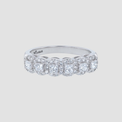 The Princess Diamond Halo Half Band Ring