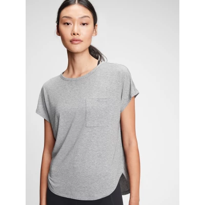 Gap Womens Gapfit Breathe Hi-Lo Pocket T-Shirt Heather Grey