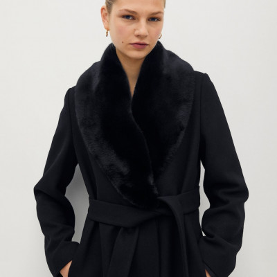 Woolen Coat With Chain Detail
