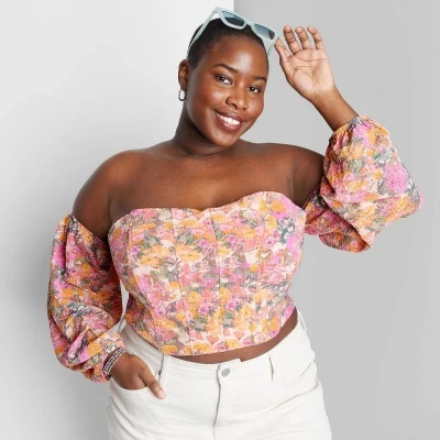 Balloon Long Sleeve Off the Shoulder Corset Top
