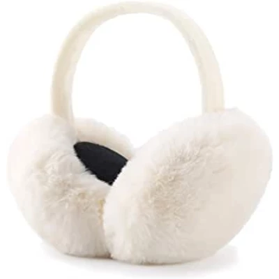 Winter Ear muffs Faux Fur Warm Earmuffs Cute Foldable Outdoor Ear Warmers For Women Girls (White) at Amazon Womenâ€™s Clothing store