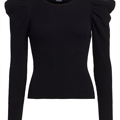 Splendid Womens Puff-Sleeve Sweater - Black -