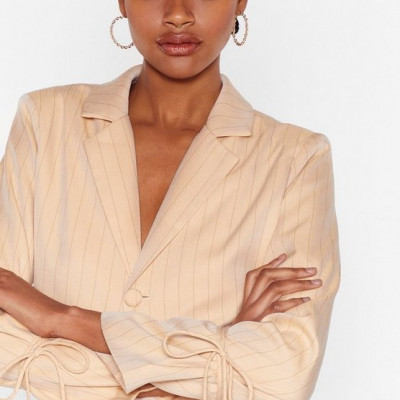 Dressed To The Lines Cropped Pinstripe Blazer