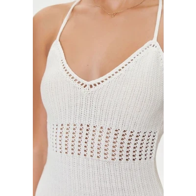 Crochet Tie-Back Mini Dress