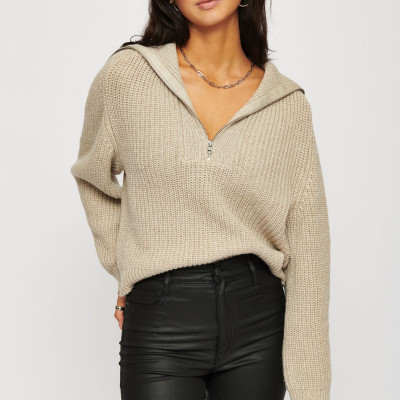 Half Zip Wool-Blend Sweater