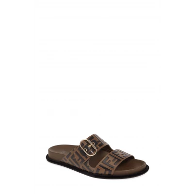 Womens Fendi Ff Logo Buckle Slide Sandal
