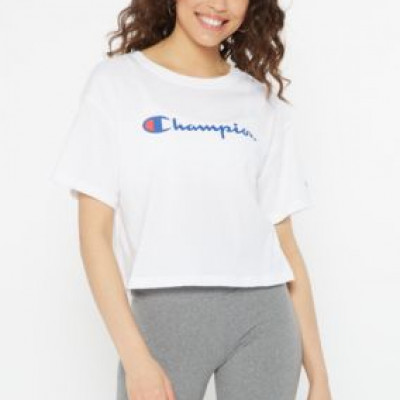 Champion White Graphic Crop Top