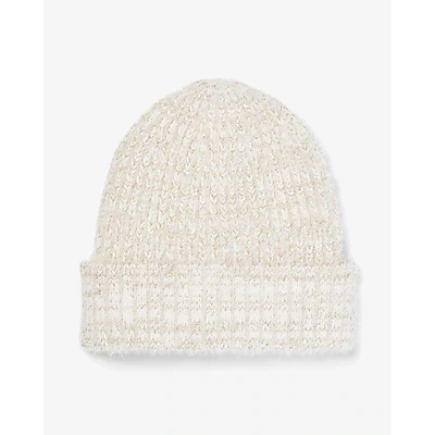 Cozy Metallic Beanie Womens White