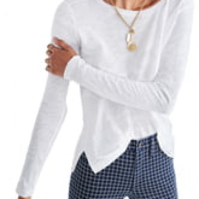 Womens Madewell Whisper Cotton Long Sleeve Crewneck Tee