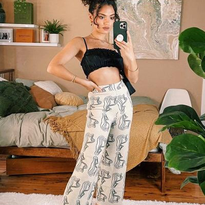 VRG GRL Radical Girl Wide Leg Knit Pants // Natural