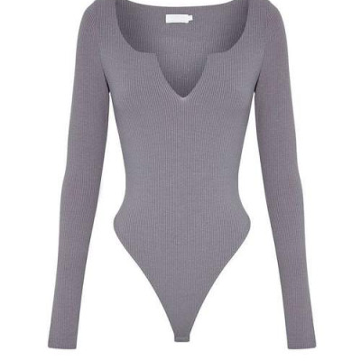 Malene V-Neck Ribbed Long Sleeve Bodysuit