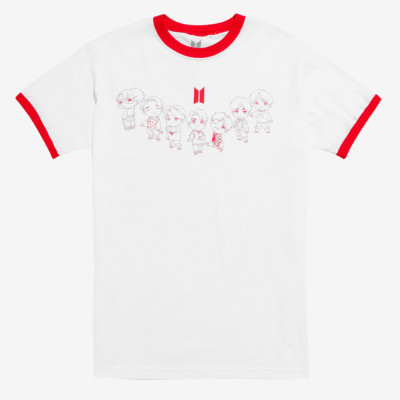 BTS Character Red Outline Ringer T-Shirt