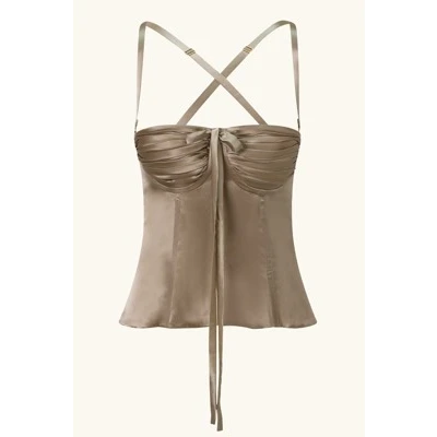 Amira Bustier Chinchilla Gold Silk