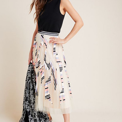 Mae Pleated Tulle Midi Skirt