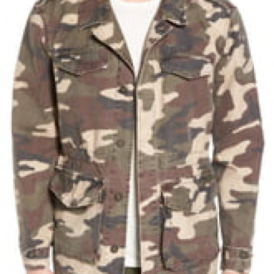 Mens Frame Regular Fit Camo Field Jacket,- Green