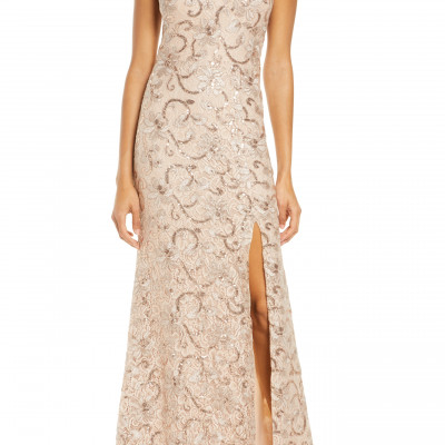 Womens Vince Camuto Sequin Floral A-Line Gown