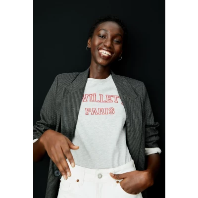 Printed T-shirt - Light gray melange/Paris - Ladies | H&amp;M US