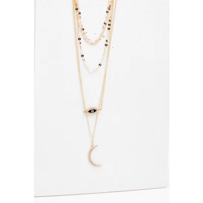 Womens Evil Eye Layered Necklace - Metallics - ONE