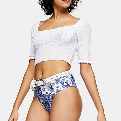Idol White Frill Knitted Top - White