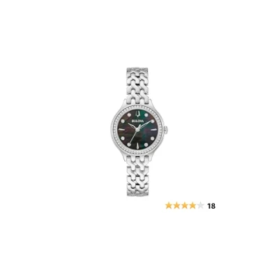 Bulova Ladies' Classic Crystal Gold Stainless Steel 3-Hand Quartz Watch, Mother of Pearl Dial