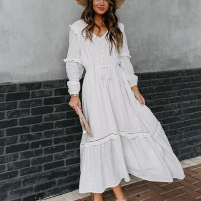 When The Sun Comes Cotton Ruffle Midi Dress