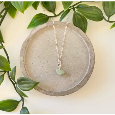 Silver Green Aventurine Crystal Necklace  Handmade Jewellery