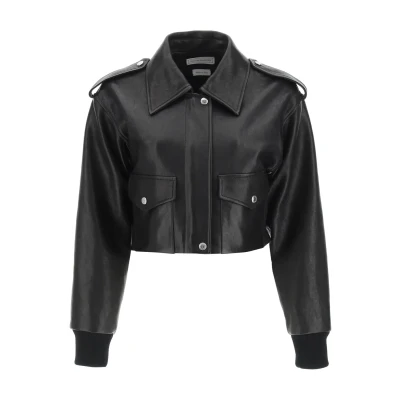 ALEXANDER MCQUEEN SHORT LEATHER JACKET 40 Black Leather