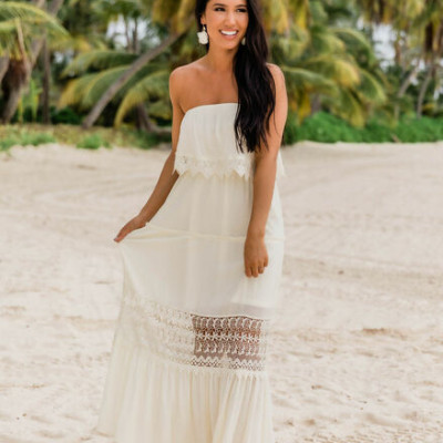 Never In A Hurry Cream Maxi Dress