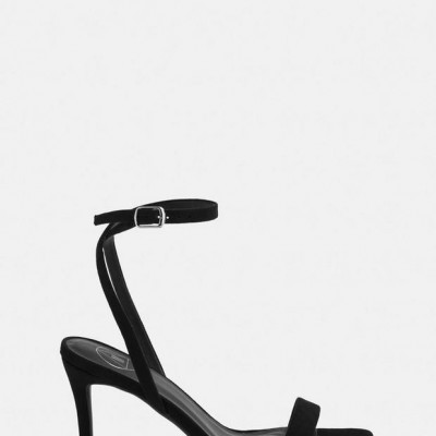 Black Faux Suede Barely There Low Heels