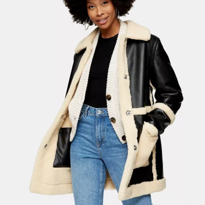 Tall Black Reversible Borg Jacket