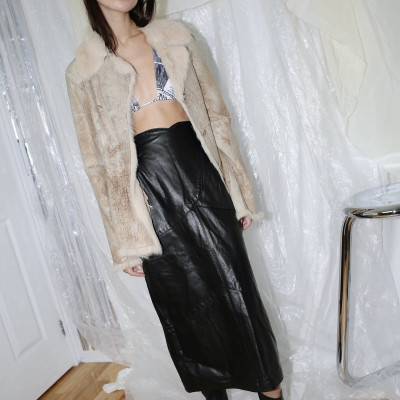 Vintage Black Leather Pencil Skirt