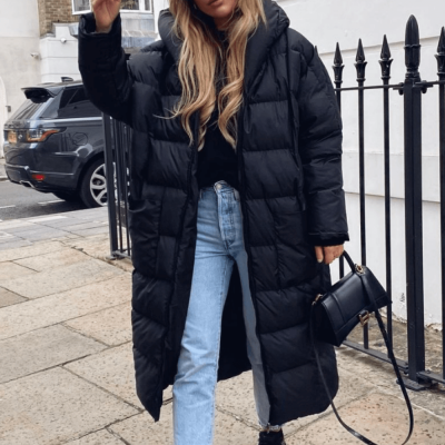 Nicole Black Oversized Hooded Padded Coat