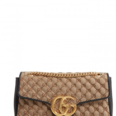 Gucci Small 2.0 Quilted Original Gg Canvas Shoulder Bag - Beige