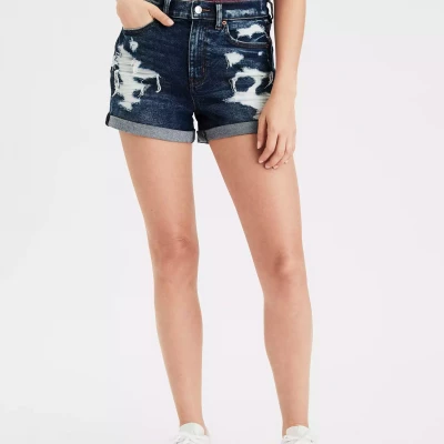 Stretch Denim Mom Shorts