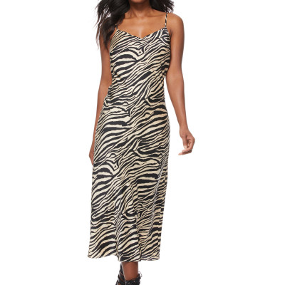 Scoop Printed Satiny Slip Dress